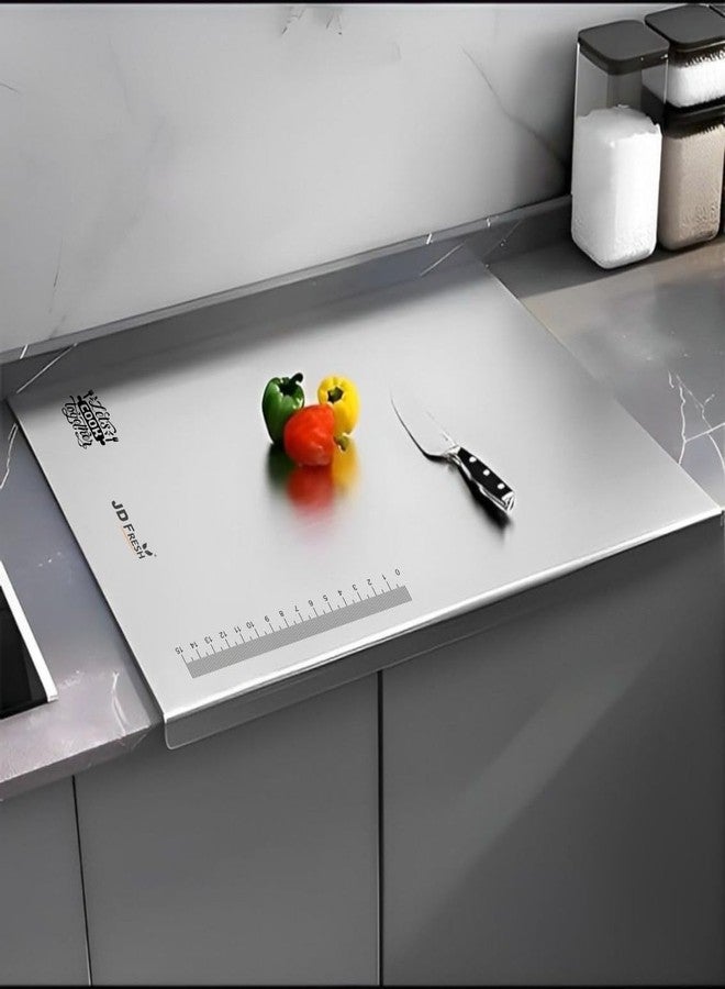 JD FRESH Extra Large 304 Stainless Steel Chopping Board/Cutting Board/Non Slip/Chopping Board for Kitchen/Vegetable Cutting Board/Kitchen Cutting Boards/Vegetable Cutter Steel (50 x 41 cm) - Image 1